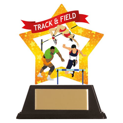 Athletics Trophies Mini-Star Track and Field Acrylic Plaque 100mm : New 2019