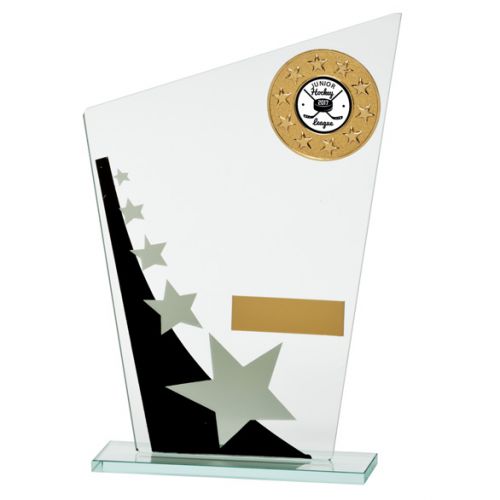 Jade Cosmic Star Multisport Glass Trophy Award Black and Silver 205mm