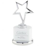 New York White Crystal and Chrome Award Silver and White 175mm