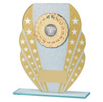 Tri-Star Glitter Glass Trophy Award Gold and Silver 185mm : New 2019