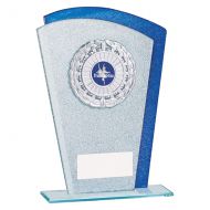 Polaris Glitter Glass Trophy Award Silver and Blue 195mm : New 2019