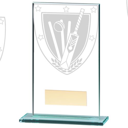 Millennium Cricket Jade Glass Trophy Award 140mm : New 2020