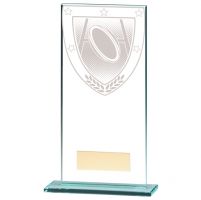 Millennium Rugby Jade Glass Trophy Award 180mm : New 2020