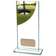 Nearest Pin Golf Trophy Colour-Curve Jade Crystal 180mm : New 2019