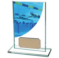 Colour Curve Swimming Jade Glass Trophy Award 125mm : New 2020