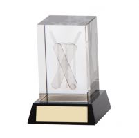 Conquest 3D Cricket Crystal Trophy Award 100mm