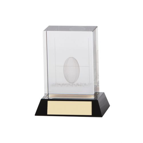 Conquest 3D Rugby Crystal Trophy Award 90mm