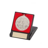 Impulse Football Trophy Award Medal and Box Silver 50mm