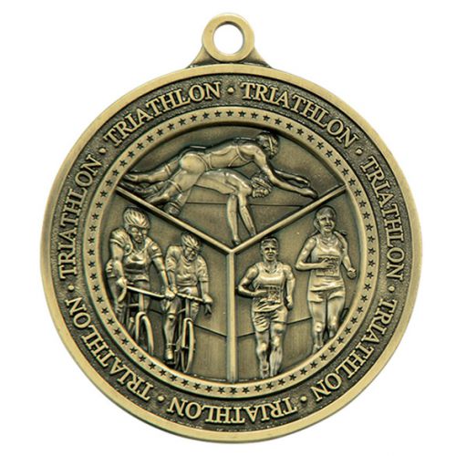 Olympia Triathlon Medal Antique Gold 60mm