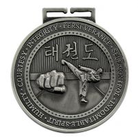 Olympia Taekwondo Medal Antique Silver 70mm