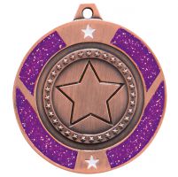 Glitter Star Medal Bronze and Purple 50mm