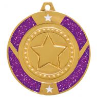 Glitter Star Medal Gold and Purple 50mm
