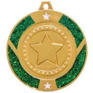 Glitter Star Medal Gold and Green 50mm