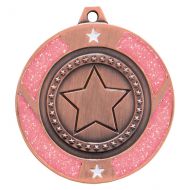 Glitter Star Medal Bronze and Pink 50mm