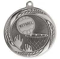 Typhoon Netball Medal Silver 55mm : New 2020