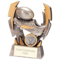 Flashbolt Rugby Resin Award Silver 140mm : New 2022