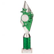 Pizzazz Plastic Tube Trophy Silver - Green 350mm : New 2022