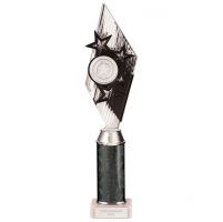 Pizzazz Plastic Tube Trophy Silver - Black 375mm : New 2022