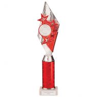 Pizzazz Plastic Tube Trophy Silver - Red 375mm : New 2022