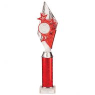 Pizzazz Plastic Tube Trophy Silver - Red 400mm : New 2022