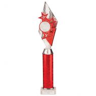 Pizzazz Plastic Tube Trophy Silver - Red 425mm : New 2022