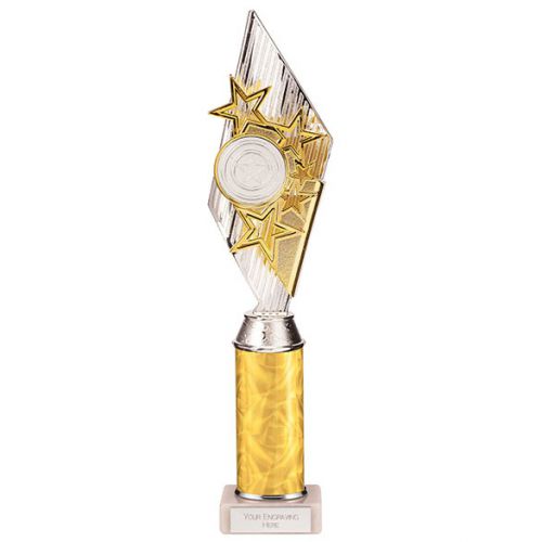 Pizzazz Plastic Tube Trophy Silver - Gold 375mm : New 2022