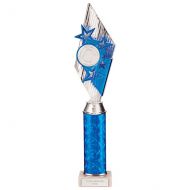 Pizzazz Plastic Tube Trophy Silver - Blue 400mm : New 2022