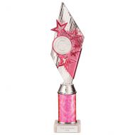 Pizzazz Plastic Tube Trophy Silver - Pink 350mm : New 2022