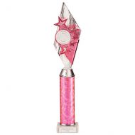 Pizzazz Plastic Tube Trophy Silver - Pink 425mm : New 2022