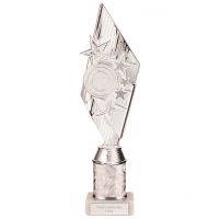 Pizzazz Plastic Tube Trophy Silver 325mm : New 2022