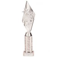 Pizzazz Plastic Tube Trophy Silver 375mm : New 2022