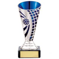 Defender Football Trophy Award Presentation Cup Silver and Blue 140mm : New 2020