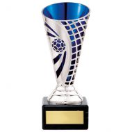 Defender Football Trophy Award Presentation Cup Silver and Blue 150mm : New 2020