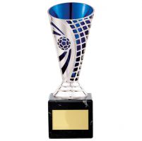 Defender Football Trophy Award Presentation Cup Silver and Blue 170mm : New 2020