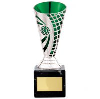 Defender Football Trophy Award Presentation Cup Silver and Green 170mm : New 2020