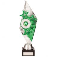Pizzazz Plastic Trophy Award Silver and Green 280mm : New 2020
