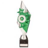 Pizzazz Plastic Trophy Award Silver and Green 300mm : New 2020