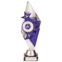 Pizzazz Plastic Trophy Award Silver and Purple 270mm : New 2020