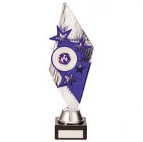 Pizzazz Plastic Trophy Award Silver and Purple 280mm : New 2020