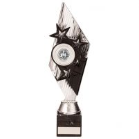 Pizzazz Plastic Trophy Award Silver and Black 300mm : New 2020