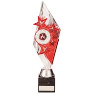 Pizzazz Plastic Trophy Award Silver and Red 300mm : New 2020