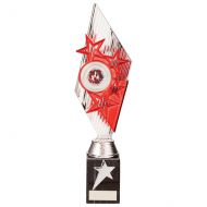 Pizzazz Plastic Trophy Award Silver and Red 325mm : New 2020