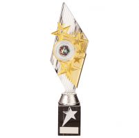 Pizzazz Plastic Trophy Award Silver and Gold 325mm : New 2020