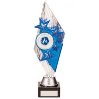Pizzazz Plastic Trophy Award Silver and Blue 280mm : New 2020