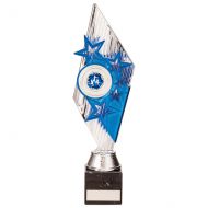 Pizzazz Plastic Trophy Award Silver and Blue 300mm : New 2020