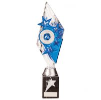 Pizzazz Plastic Trophy Award Silver and Blue 325mm : New 2020