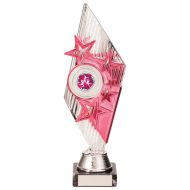 Pizzazz Plastic Trophy Award Silver and Pink 270mm : New 2020