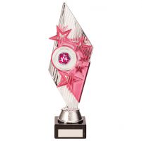 Pizzazz Plastic Trophy Award Silver and Pink 280mm : New 2020