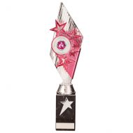 Pizzazz Plastic Trophy Award Silver and Pink 350mm : New 2020