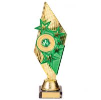 Pizzazz Plastic Trophy Award Gold and Green 270mm : New 2020